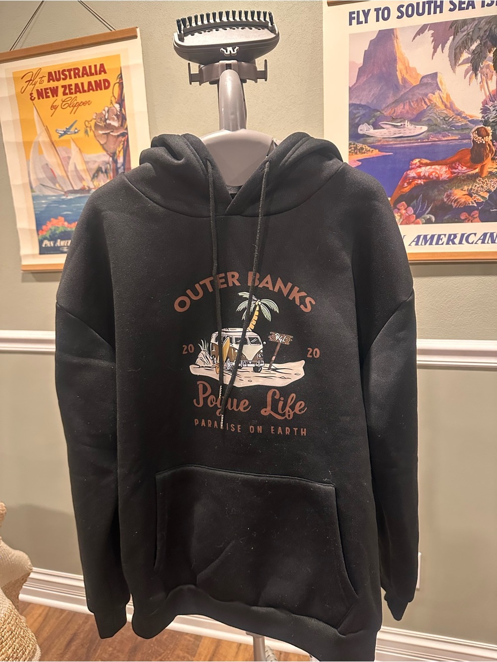 Outer Banks Pogue Life Black Graphic Hoodie- Size M